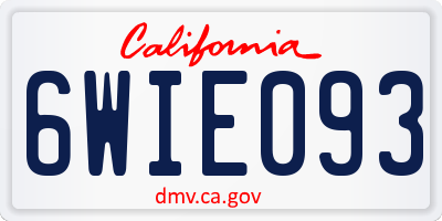 CA license plate 6WIE093