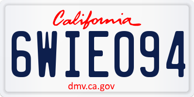CA license plate 6WIE094