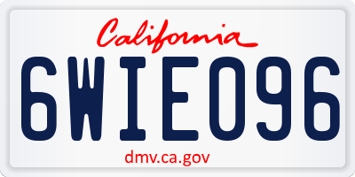 CA license plate 6WIE096