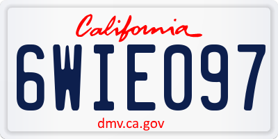 CA license plate 6WIE097