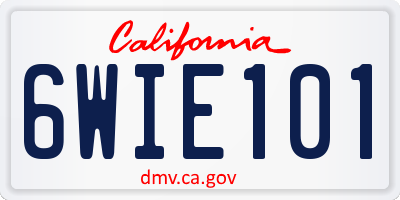 CA license plate 6WIE101