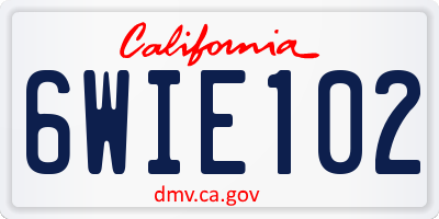 CA license plate 6WIE102