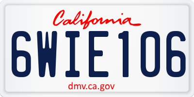 CA license plate 6WIE106