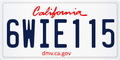 CA license plate 6WIE115