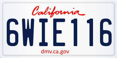 CA license plate 6WIE116