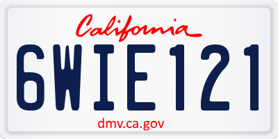 CA license plate 6WIE121