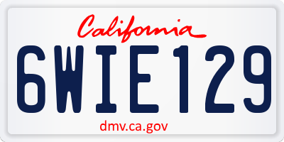 CA license plate 6WIE129