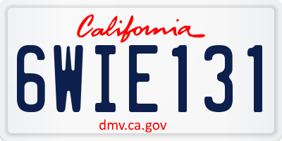 CA license plate 6WIE131