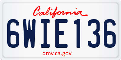 CA license plate 6WIE136
