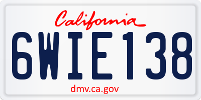 CA license plate 6WIE138