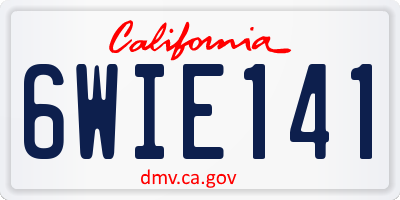 CA license plate 6WIE141