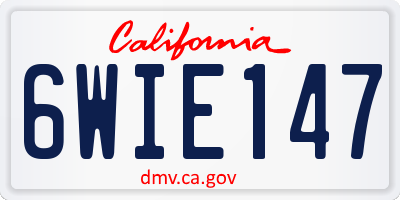 CA license plate 6WIE147