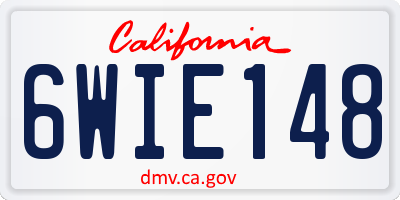 CA license plate 6WIE148