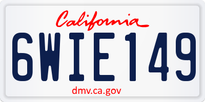 CA license plate 6WIE149