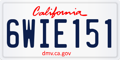 CA license plate 6WIE151