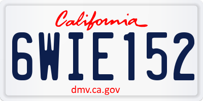 CA license plate 6WIE152