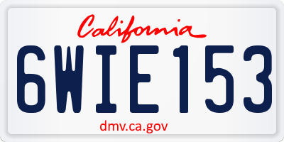 CA license plate 6WIE153