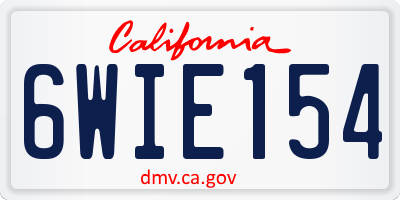 CA license plate 6WIE154