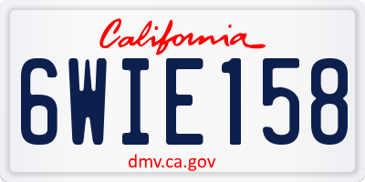 CA license plate 6WIE158