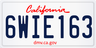 CA license plate 6WIE163