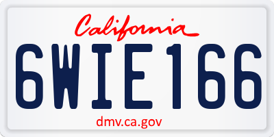 CA license plate 6WIE166