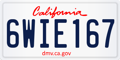 CA license plate 6WIE167