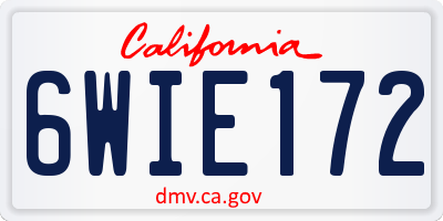 CA license plate 6WIE172