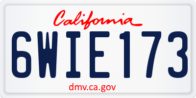 CA license plate 6WIE173