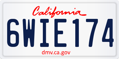 CA license plate 6WIE174