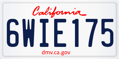 CA license plate 6WIE175