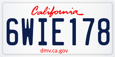 CA license plate 6WIE178