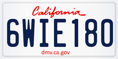 CA license plate 6WIE180