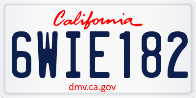 CA license plate 6WIE182