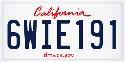 CA license plate 6WIE191