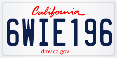 CA license plate 6WIE196