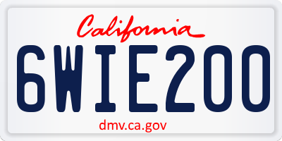 CA license plate 6WIE200