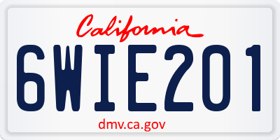 CA license plate 6WIE201