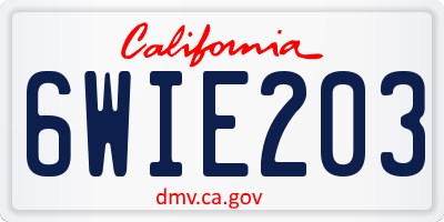 CA license plate 6WIE203