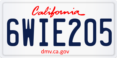 CA license plate 6WIE205
