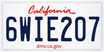CA license plate 6WIE207