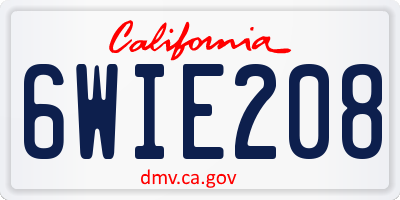 CA license plate 6WIE208