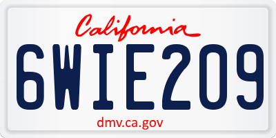 CA license plate 6WIE209