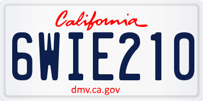 CA license plate 6WIE210