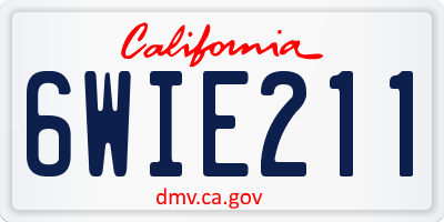 CA license plate 6WIE211