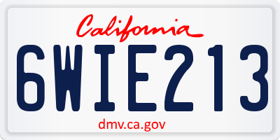 CA license plate 6WIE213