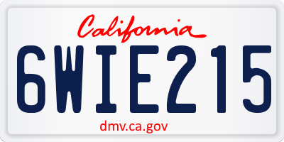 CA license plate 6WIE215