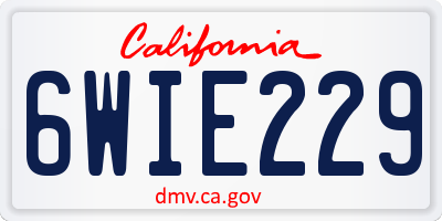 CA license plate 6WIE229