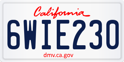 CA license plate 6WIE230