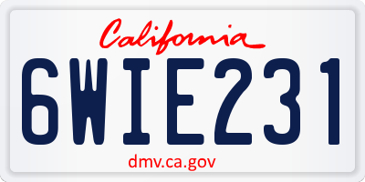 CA license plate 6WIE231