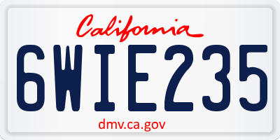 CA license plate 6WIE235